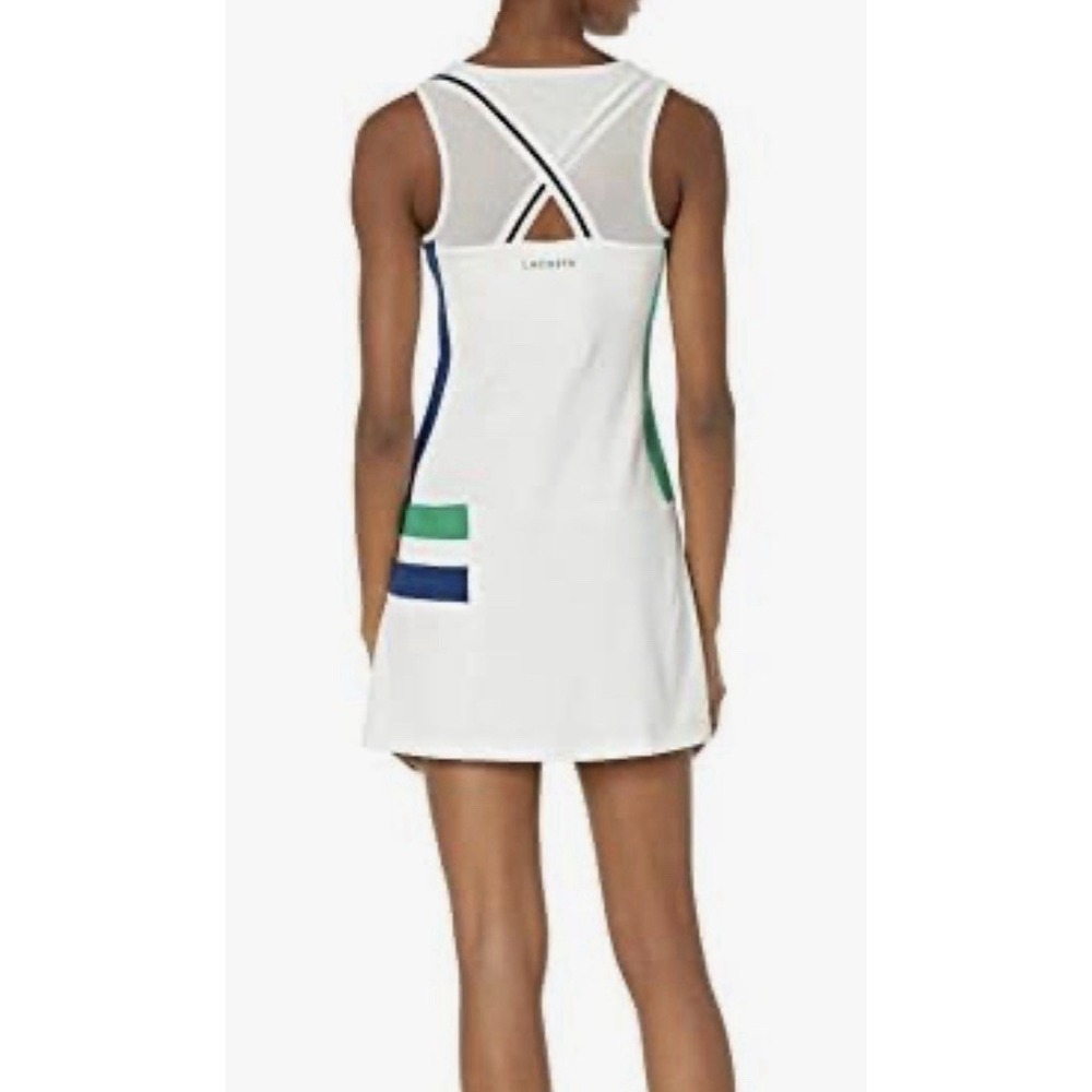 Lacoste Women Sport Stretch Tennis Dress White Black Green Blue 38 A011457